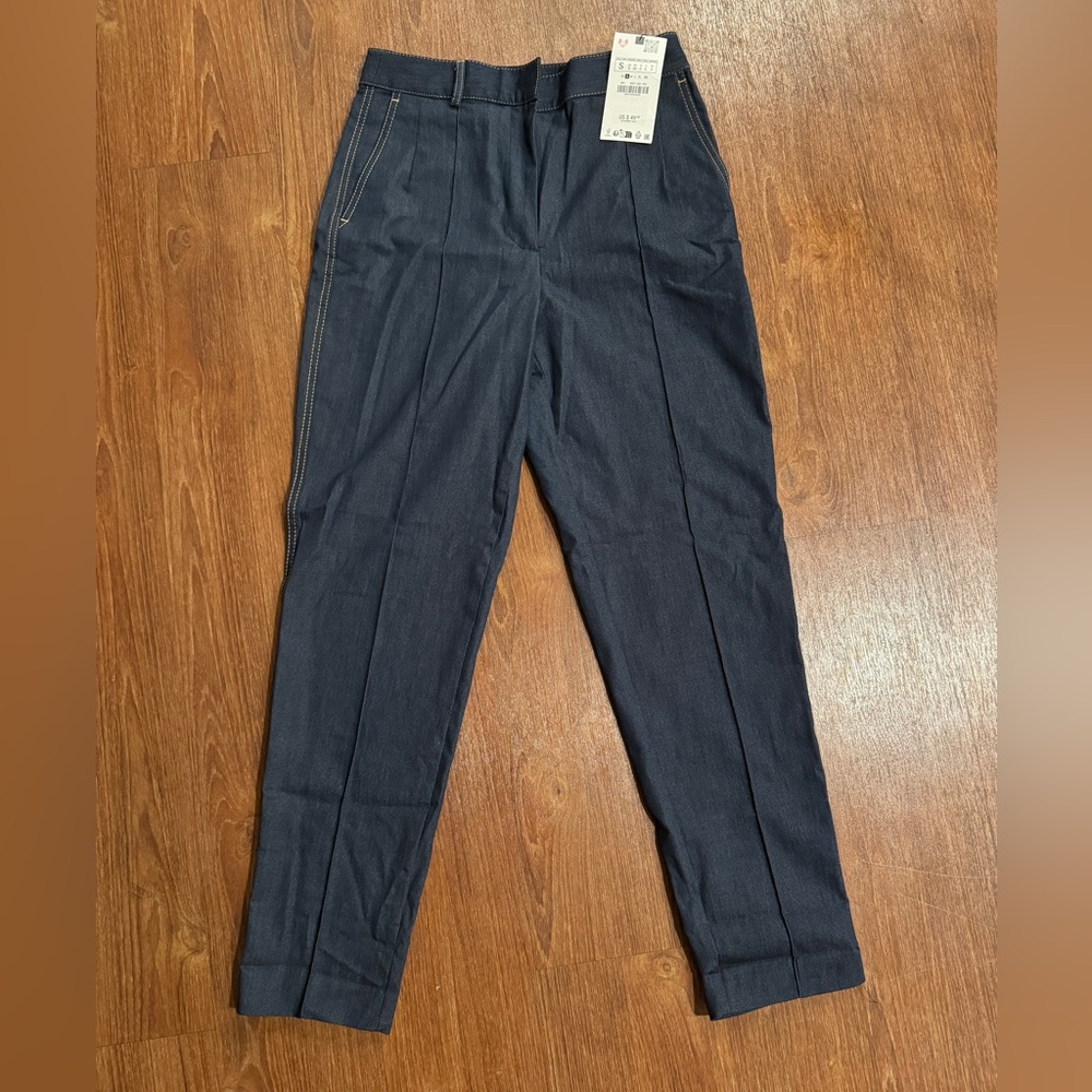 Zara Top Stitched Denim Pant / Trouser